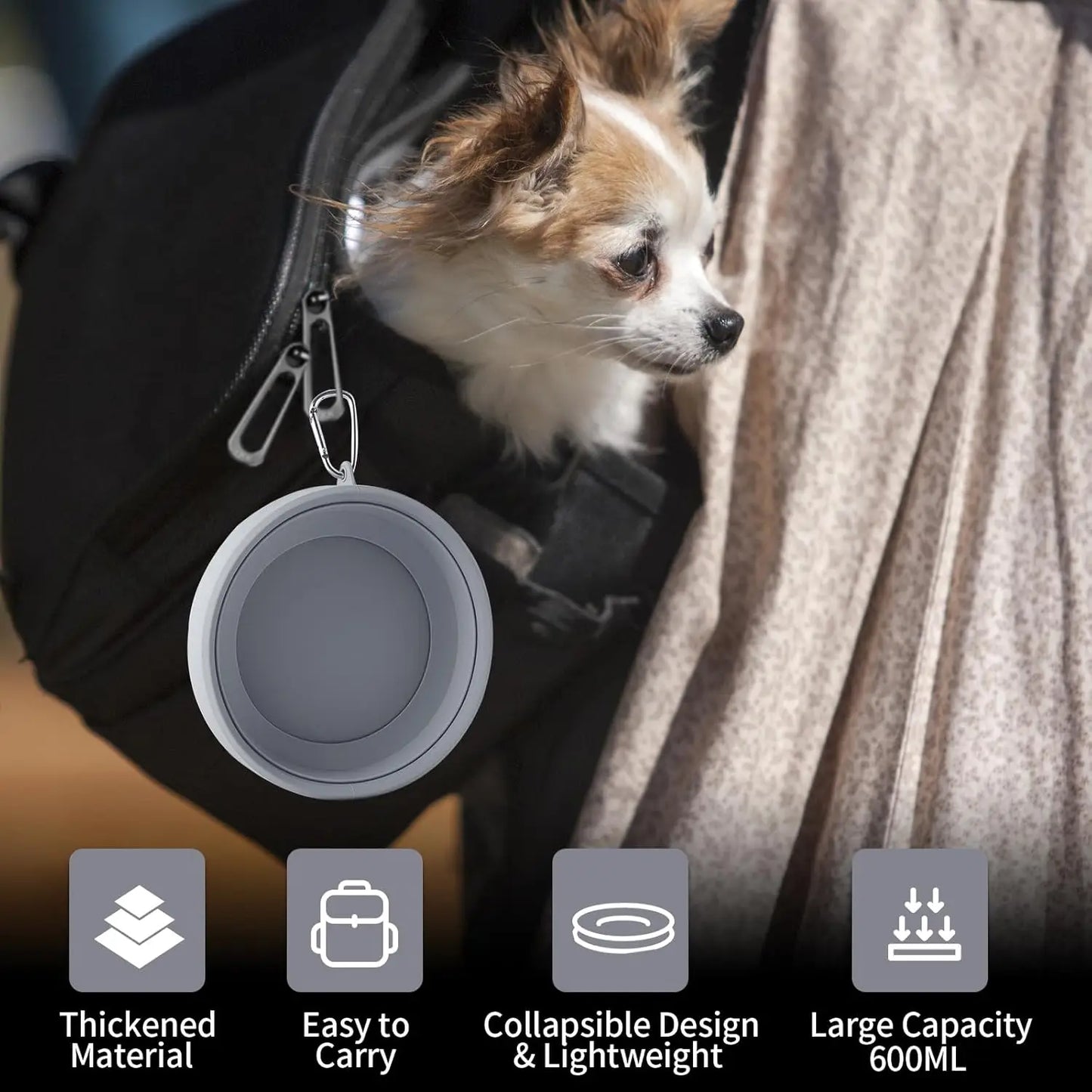 Collapsible Spill-Proof Dog Travel Bowl for Cars, No Splash Design, Portable Pet Water Dish for Road Trips