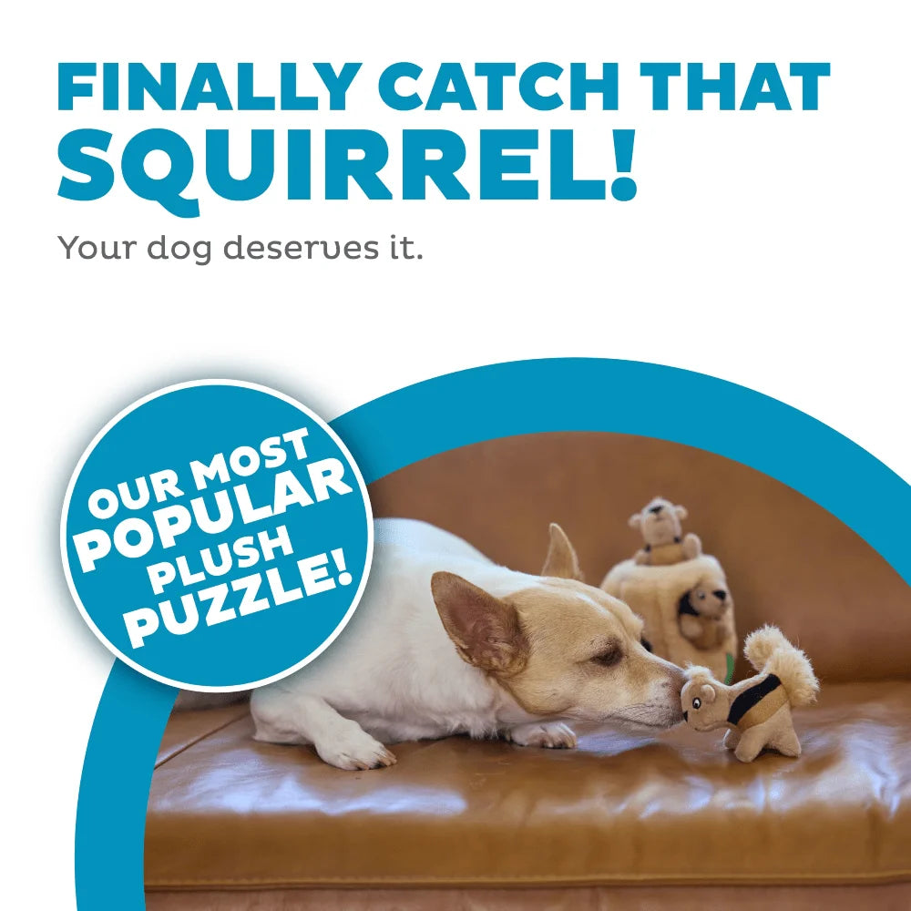 Interactive Plush Squirrel Hide Toy With 3 Squeaky Removable Squirrels For Small Dogs