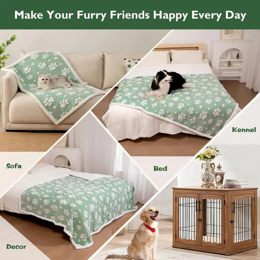 Blanket for Dog Cat or Adult, Cute 3D Textured Paw Dog Blanket for Bed Couch Sofa, Soft Liquid Pee Proof Pet Furniture Protector
