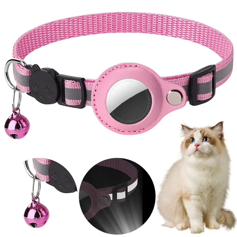 For Apple AirTag Cat Collar Reflective Pet Collar Safety Buckle Kitten Collar Adjustable for Cat Kitten