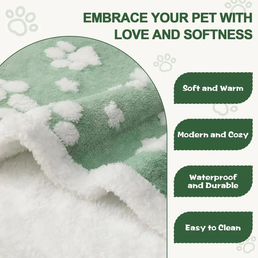 Blanket for Dog Cat or Adult, Cute 3D Textured Paw Dog Blanket for Bed Couch Sofa, Soft Liquid Pee Proof Pet Furniture Protector