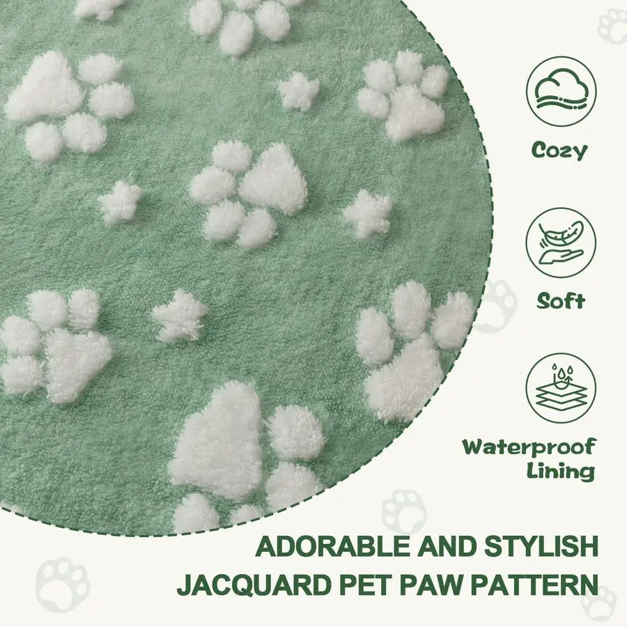 Blanket for Dog Cat or Adult, Cute 3D Textured Paw Dog Blanket for Bed Couch Sofa, Soft Liquid Pee Proof Pet Furniture Protector