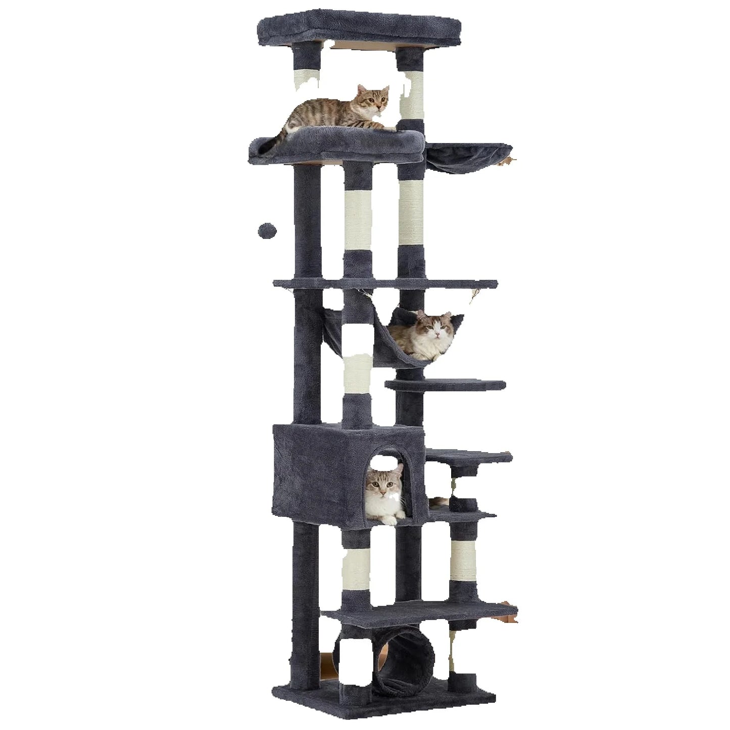 Cat Tree Tower, Cat Tree for Indoor Cats, 188 cm Large Tall Cat Tower, Multilevel Cat Climbing House with Condos, Scratching Pos