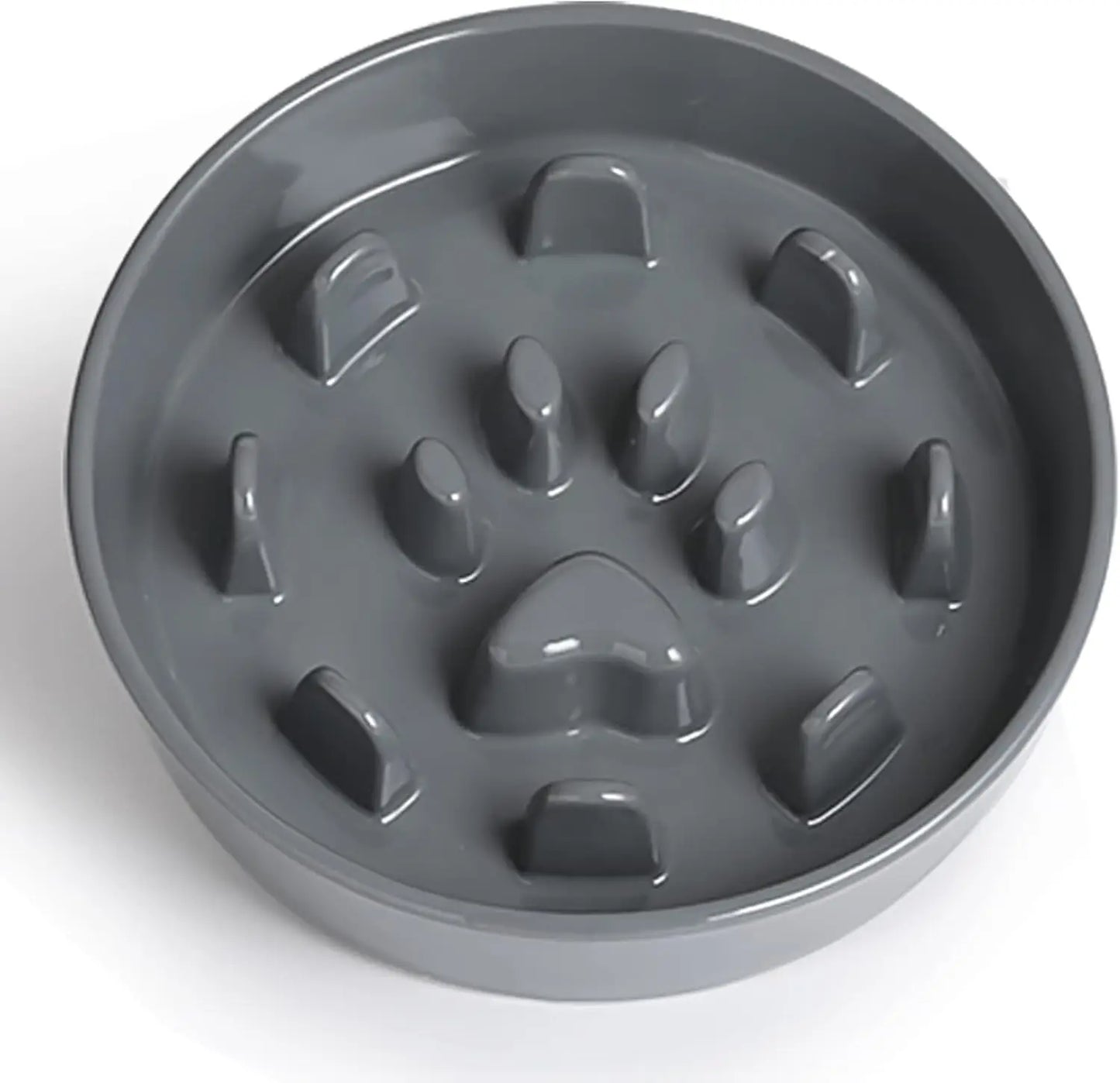 Ceramic Slow Feeder Bowl for Medium Dogs, Grey Porcelain Eater Dish Promotes Healthy Eating