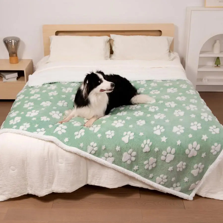 Blanket for Dog Cat or Adult, Cute 3D Textured Paw Dog Blanket for Bed Couch Sofa, Soft Liquid Pee Proof Pet Furniture Protector
