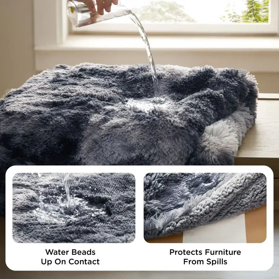 Waterproof Dog Blankets for Large Dogs Cat Blanket for Bed Couch Protector Washable Long Faux Fur, Calming Soft Reversible Throw