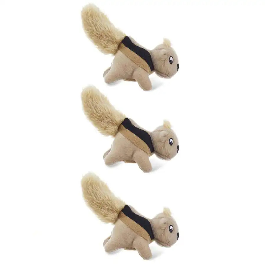 Interactive Plush Squirrel Hide Toy With 3 Squeaky Removable Squirrels For Small Dogs