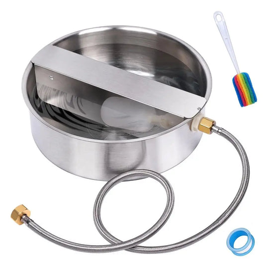 Dog Water Bowl Dispenser Large Breed Outdoor Pet Water Fountain Pet Waterer with Float Valve 6.5L HeavyDuty Stainless Steel Auto