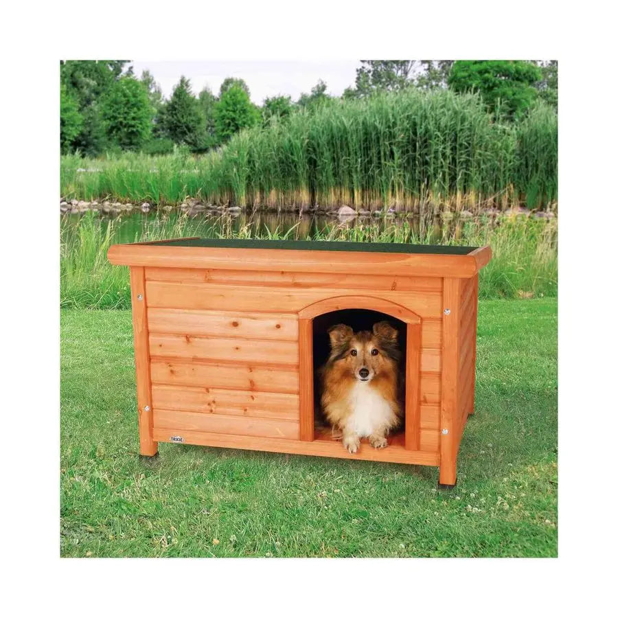 natura Classic Dog House Wooden Outdoor Shelter with Weatherproof Sealer, Hinged Roof amp Adjustable Legs for Small Dogs Brown 2