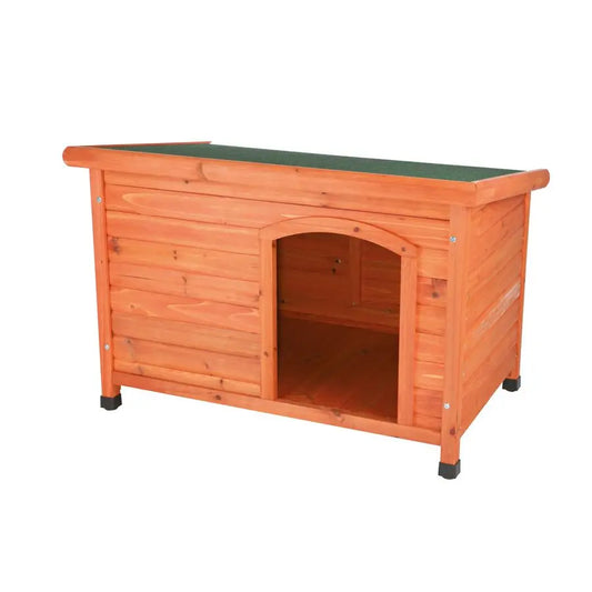 natura Classic Dog House Wooden Outdoor Shelter with Weatherproof Sealer, Hinged Roof amp Adjustable Legs for Small Dogs Brown 2