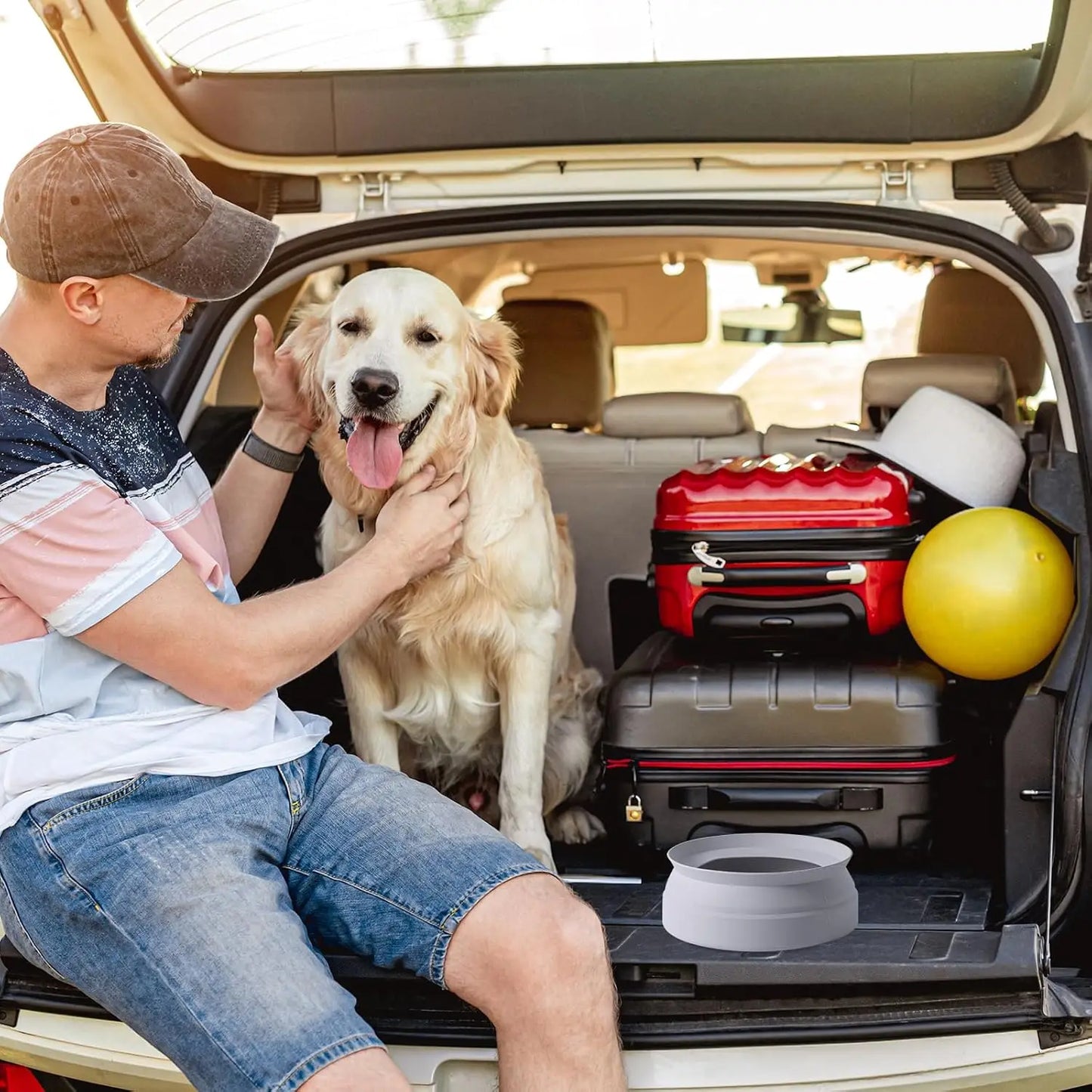 Collapsible Spill-Proof Dog Travel Bowl for Cars, No Splash Design, Portable Pet Water Dish for Road Trips